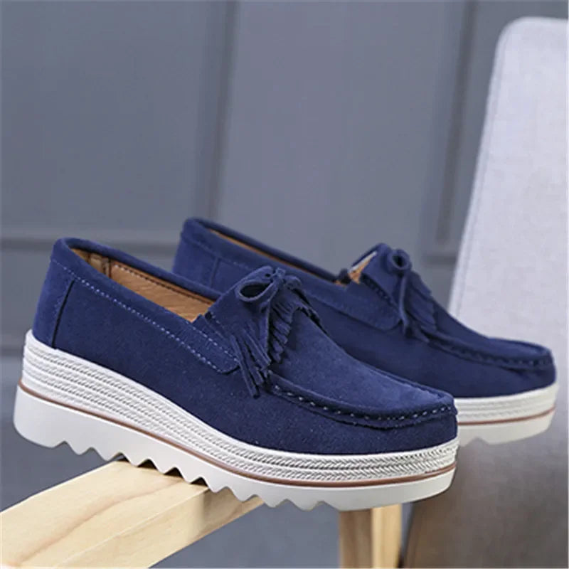 Frühling Frauen Flache Schuhe Plattform Sneaker Slip-On Flats Leder Wildleder Damen Slipper Freizeit Slipper