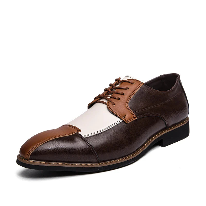 Goldene Sapling Party Schuhe Herren Retro Leder Casual Retro Patchwork Leder Flachformelle Hochzeit Oxfords