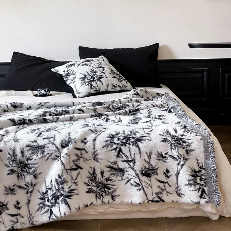 Sandsberg Hochwertige Herbst Winter Warme Decken für Sofa Schmetterling Jacquard Imitation Nerzfell Wärme Decke Hochwertige Schal Decke