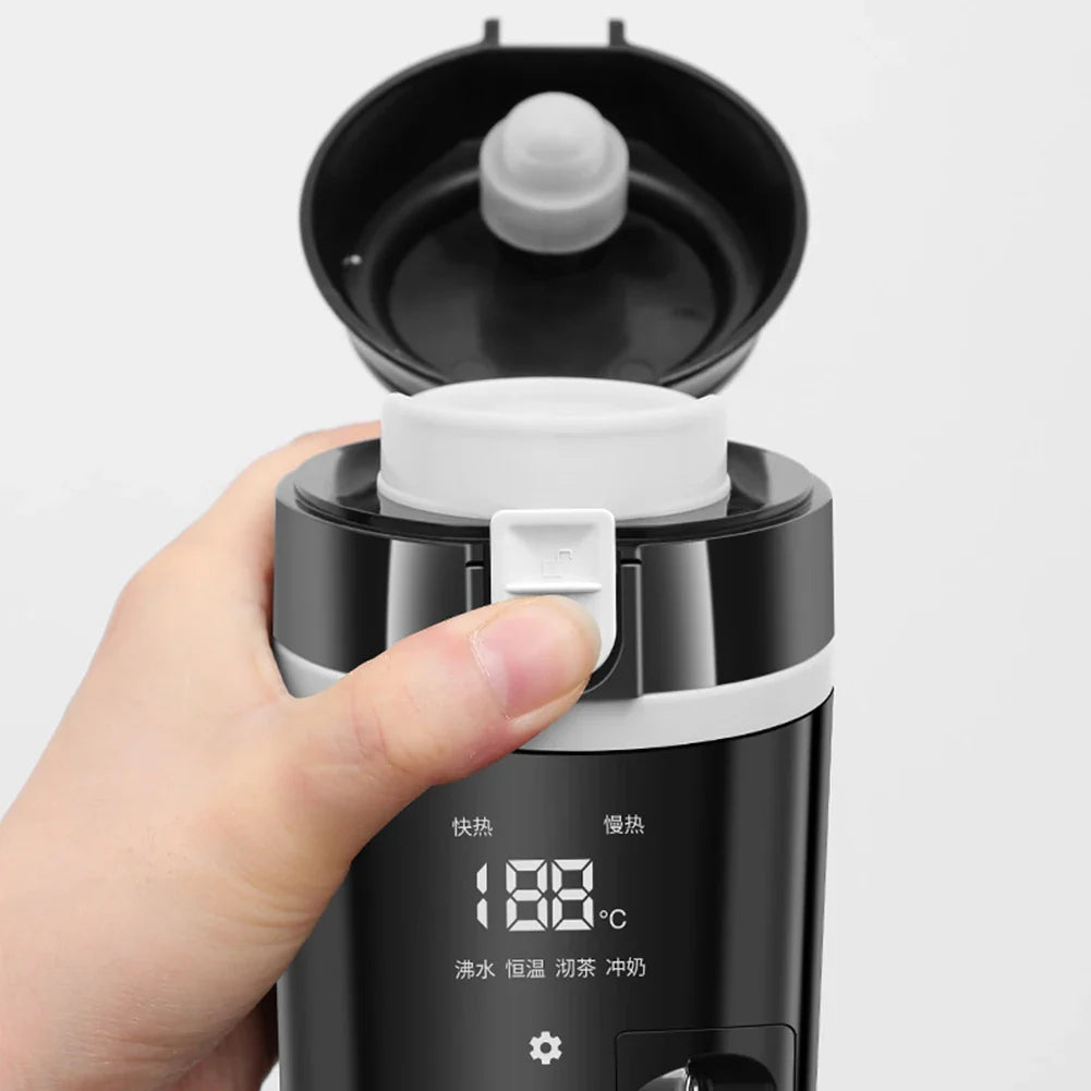 12V/24V Smart Auto Heizbecher - Elektrischer Wasserkocher mit Temperaturregelung, Edelstahl 500ML beheizte Smart Tasse zum Wassererwärmen