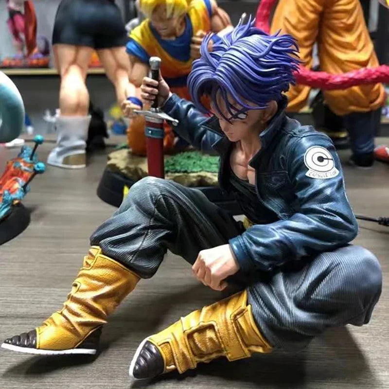 GK Dragon Ball Trunks Actionfigur Statue 16 cm PVC Dekoobjekte Anime Super Saiyan im Sitzen Torankusu Figur Modellspielzeug