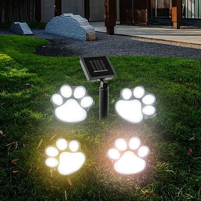 Sandsberg | Solarlampe im Pfotenabdruck Design – LED Gartenbeleuchtung in Multicolor für Außenbereich
