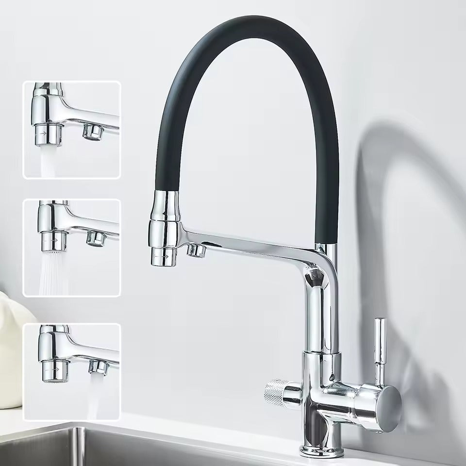 Spülbeckenarmatur mit Filterwasser, Dualer Auslauf, Wasserreinigungsfunktion, 360° drehbar, Küchenarmatur für die Küche