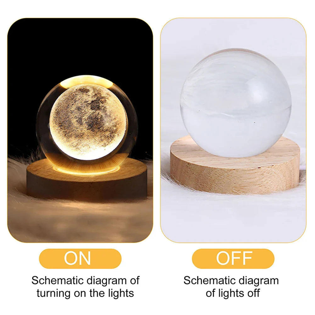 Kristallkugel Nachttischlampe - Leuchtender Planet, Galaxie, Mond, Astronaut Tischlampe für Kinder Geschenke