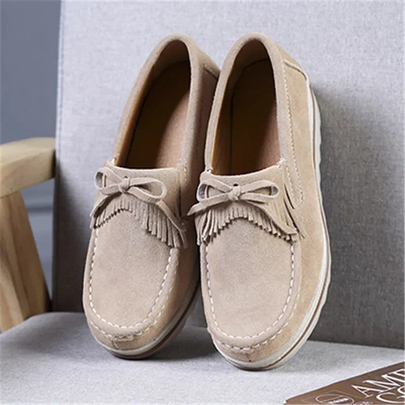 Frühling Frauen Flache Schuhe Plattform Sneaker Slip-On Flats Leder Wildleder Damen Slipper Freizeit Slipper