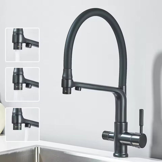 Spülbeckenarmatur mit Filterwasser, Dualer Auslauf, Wasserreinigungsfunktion, 360° drehbar, Küchenarmatur für die Küche