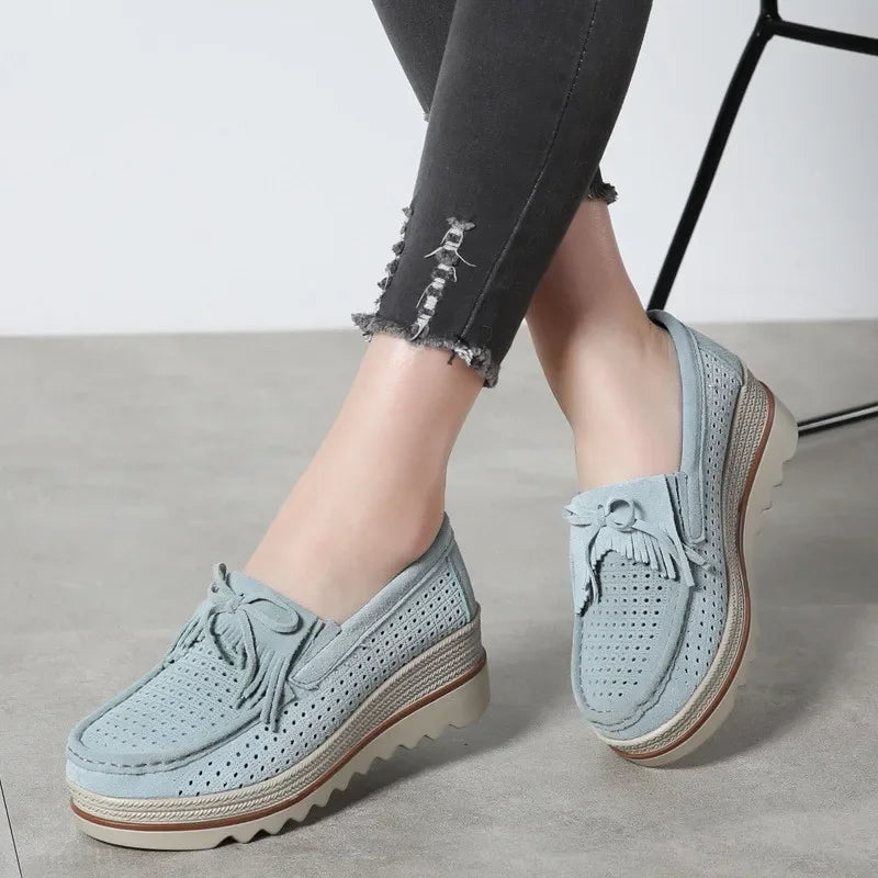 Frühling Frauen Flache Schuhe Plattform Sneaker Slip-On Flats Leder Wildleder Damen Slipper Freizeit Slipper