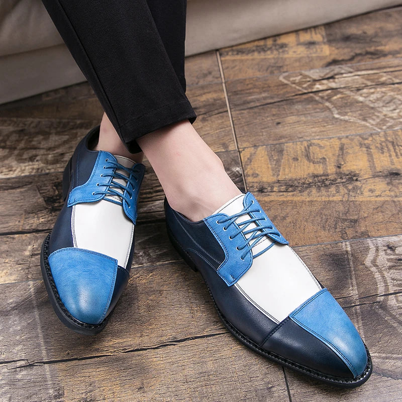 Goldene Sapling Party Schuhe Herren Retro Leder Casual Retro Patchwork Leder Flachformelle Hochzeit Oxfords