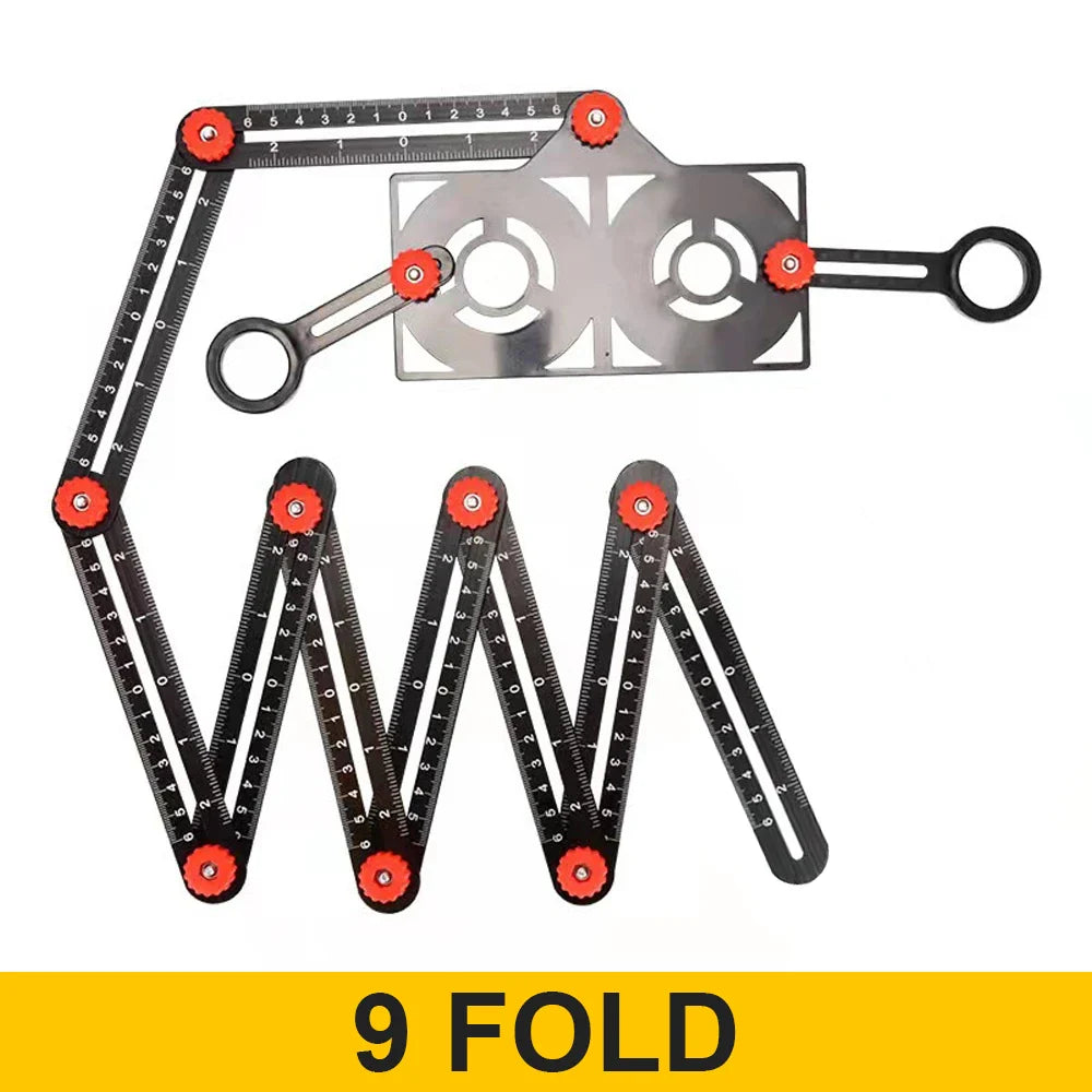 Aluminiumlegierung Multi-Winkel Lineal Finder: Messlineal mit 2 Bohr-Fliesen-Lochlocator - Essenzielles Werkzeug für Handwerker