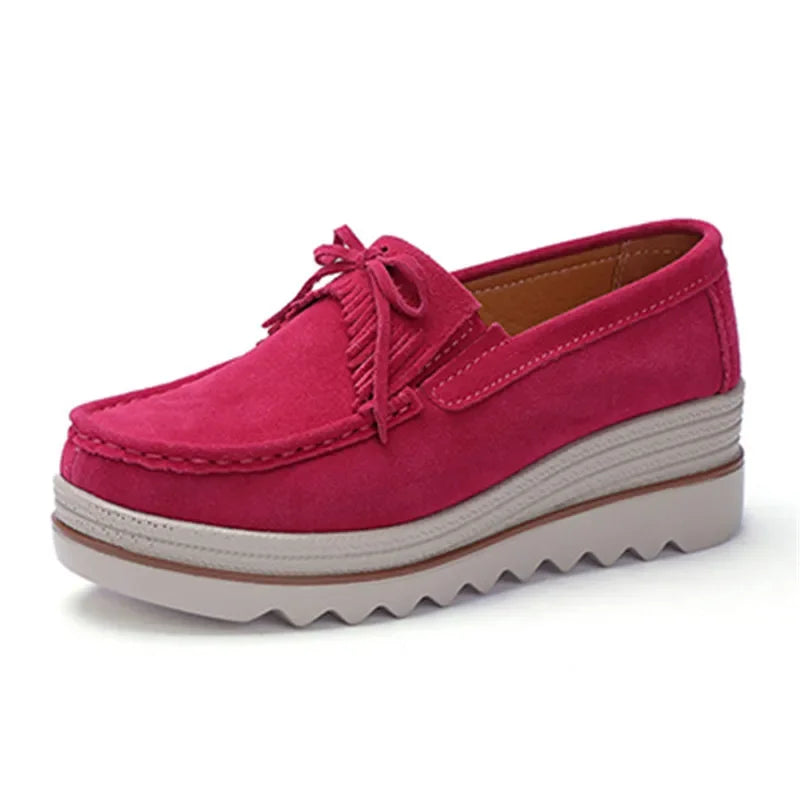 Frühling Frauen Flache Schuhe Plattform Sneaker Slip-On Flats Leder Wildleder Damen Slipper Freizeit Slipper