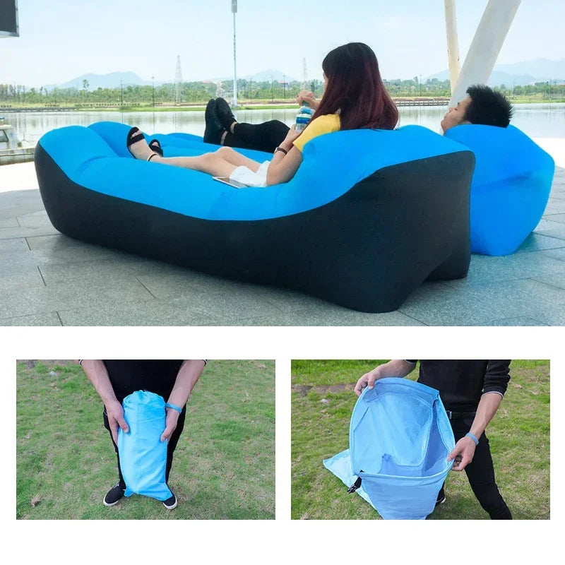 Schnell aufblasbares Luftsofa-Bett: Trend Outdoorschlafsack mit lässigem Strandsofa-Design | Hochwertiges 240*70cm aufblasbares Luftkissen