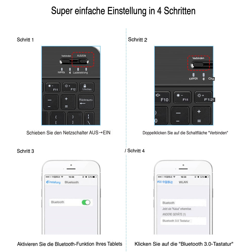 Sandsberg Super tragbare kabellose wiederaufladbare Bluetooth-Tastatur für PC, Android, iOS