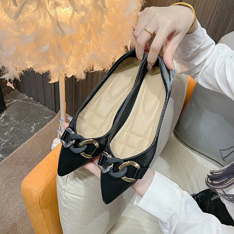 Flats für Frauen Einzelne Schuhe Büro Dame Frühling Sommer Weiche Boot