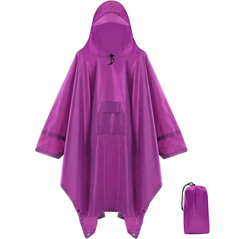 3-in-1 Outdoor Militär Regenmantel - Wasserdicht, Multifunktionales Herren- und Damen-Poncho - Motorrad Regenbekleidung und Picknickdecke