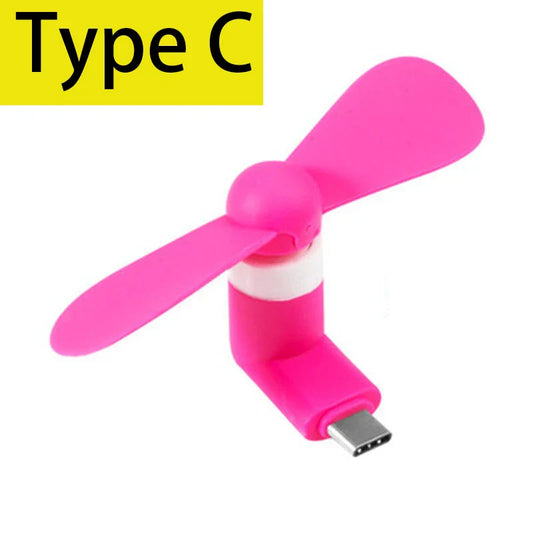 6 Stück USB Typ C Ventilatoren Tragbare 3 In 1 Mini Kühler Handy Ventilator Für Android Telefon Kühlung Mobile Sommer USB Ventilatoren