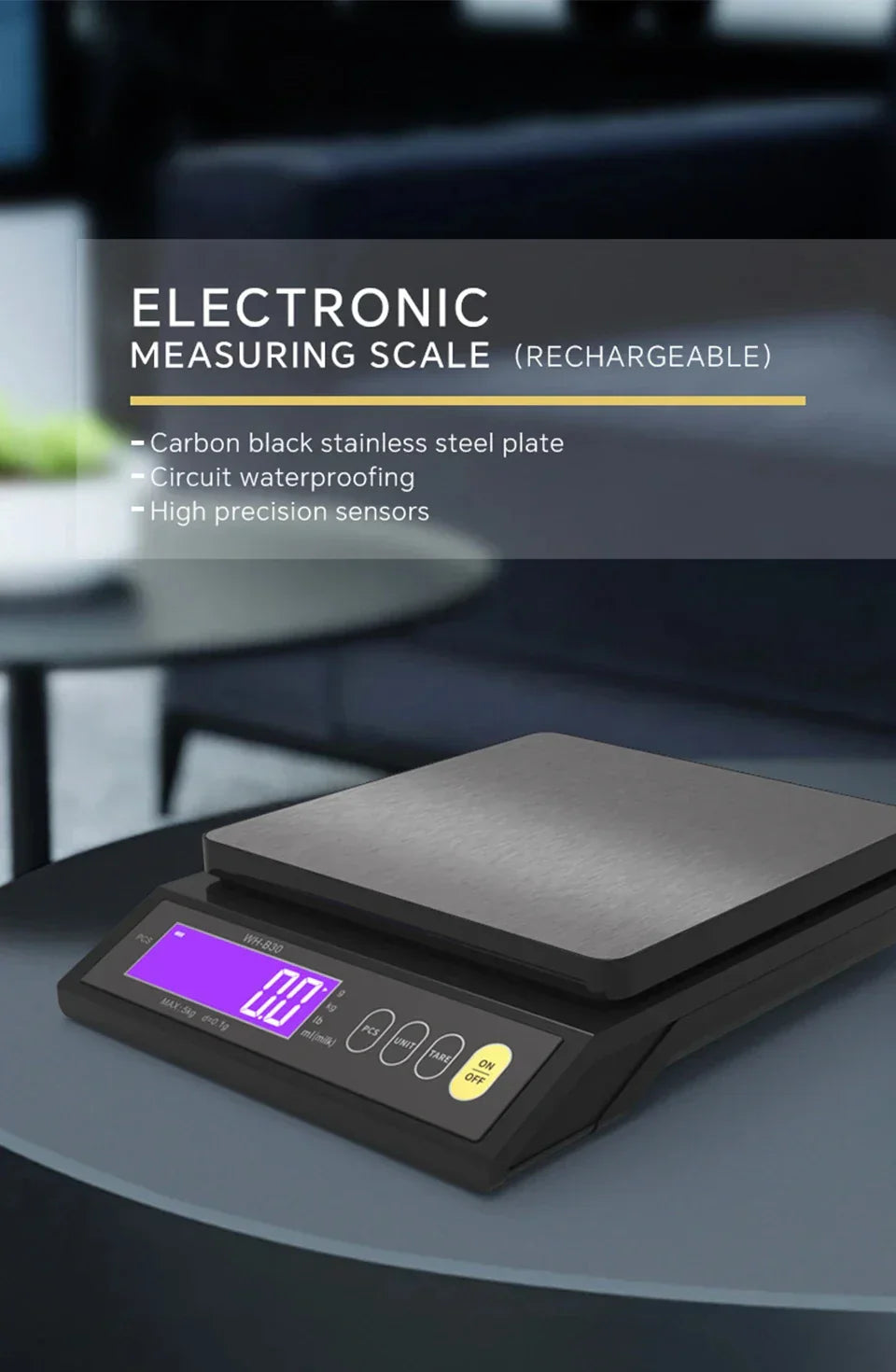Sandsberg | 5 kg/0,1 g und 10 kg/1 g digitale elektronische Küchenwaage, LCD-Display, vollständig wasserdichtes Edelstahlbackwerkzeug