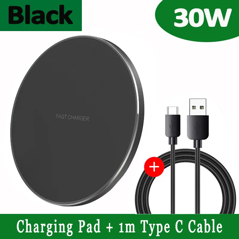 Sandsberg | 30W Schnelles Wireless-Ladepad | Premium USB C Ladekabel MagSafe Ladegerät für Apple iPhone, Samsung & Android - Schnelles Wireless-Ladepad