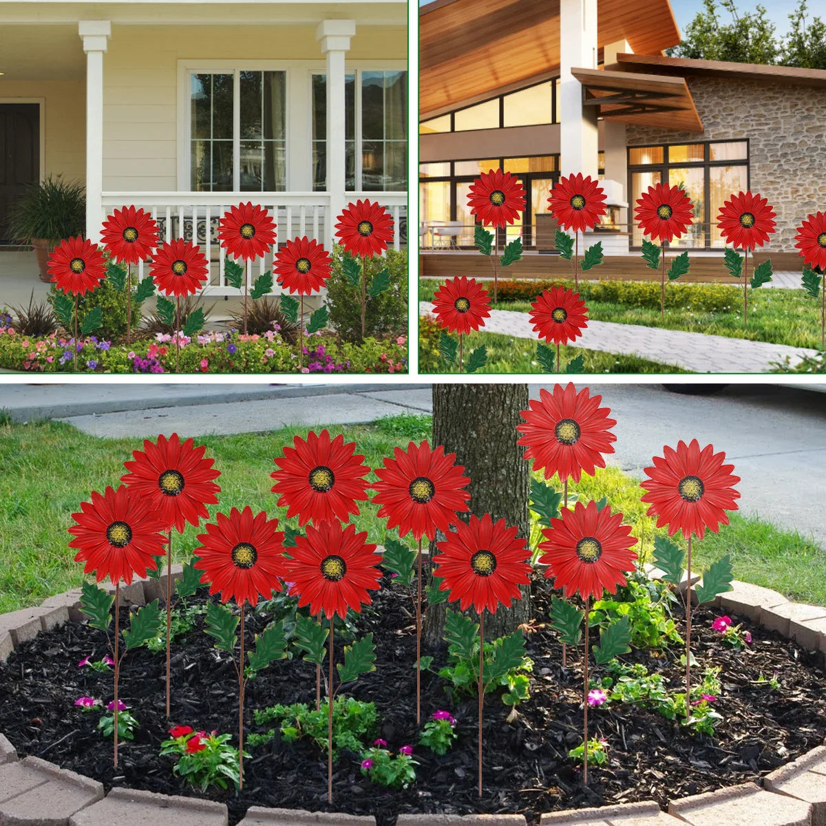 Sandsberg | Dekorative Sonnenblume aus Metall für Garten – Farbige Blumenstecker für Außenbereich und Landschaft