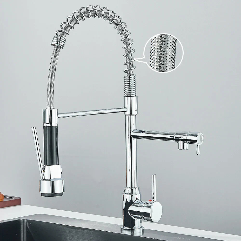 Wasserhahn mit Doppeltem Auslauf – Hochwertiger Wasserhahn für Flexibles Spülen, Schwenkbar, Ideal für Moderne Küchen, Leicht zu Reinigen und Einfache Montage