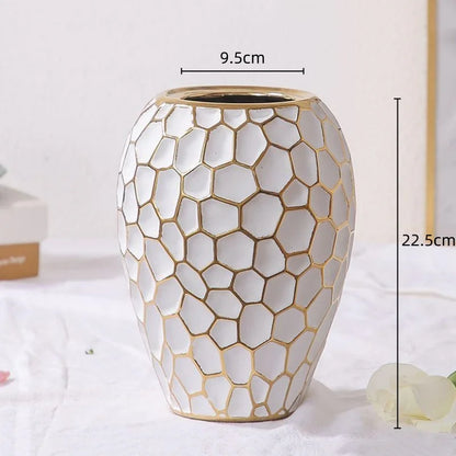 Sandsberg | GoldenPattern | Keramikvase mit luxuriösen goldenen Akzenten – Modernes dekoratives Wohnaccessoire