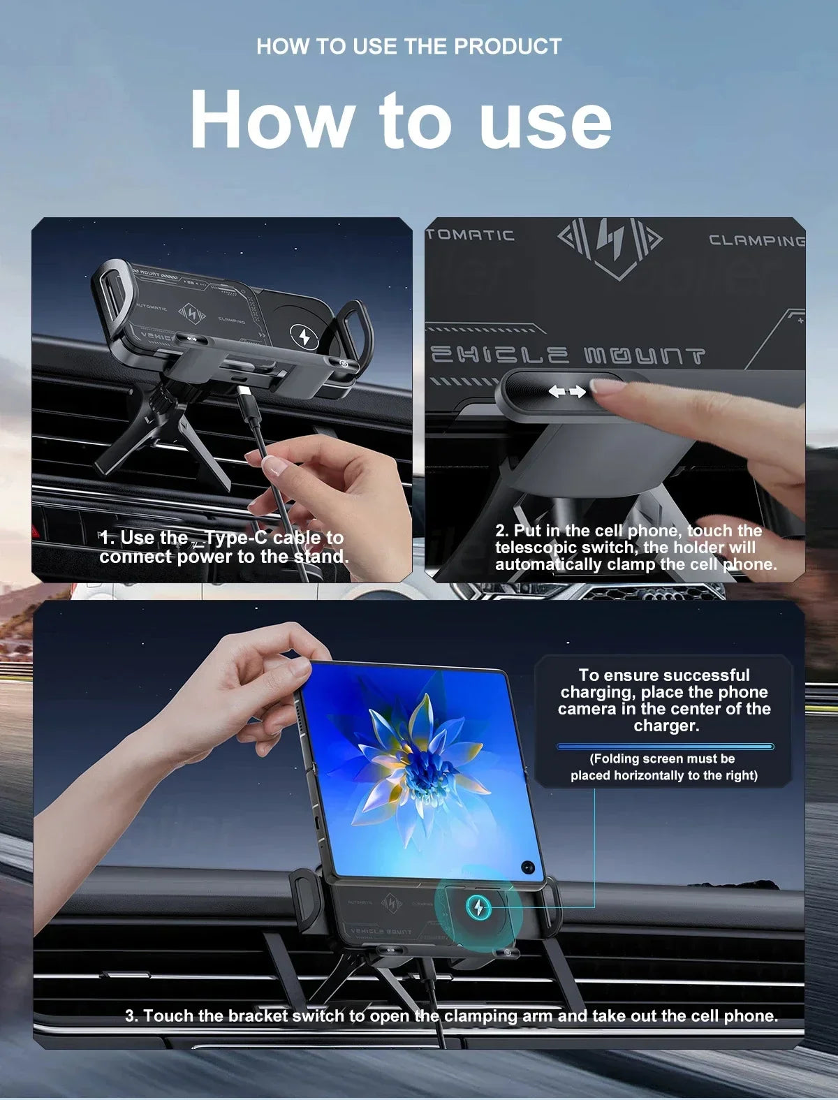 Sandsberg | Kabelloses Schnellladegerät Flip Auto Telefonhalter