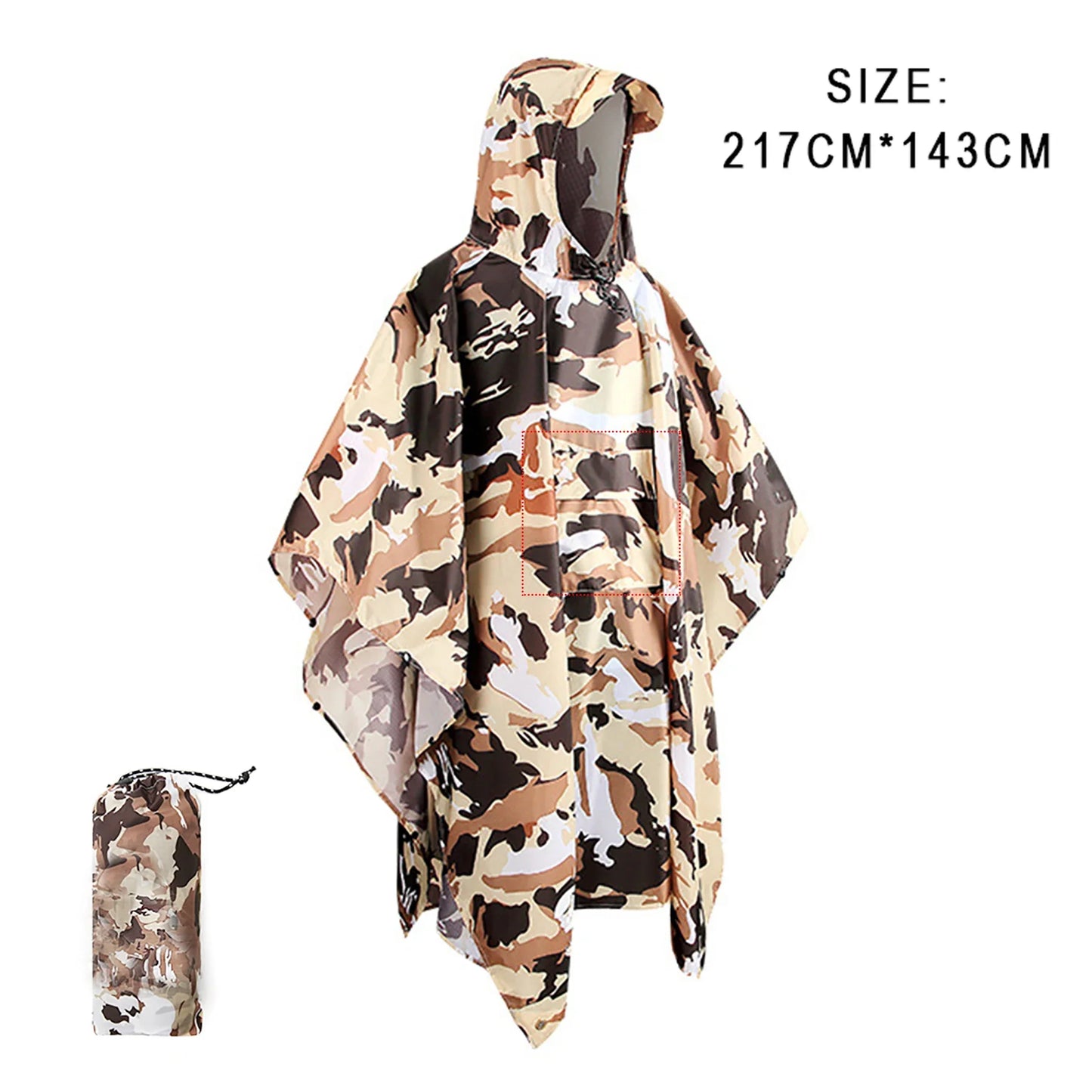 3-in-1 Outdoor Militär Regenmantel - Wasserdicht, Multifunktionales Herren- und Damen-Poncho - Motorrad Regenbekleidung und Picknickdecke