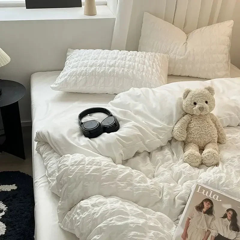 Sandsberg | ChicParis | Seersucker Bettwäsche Set – Leicht, weich & elegantes französisches Bettbezug Set