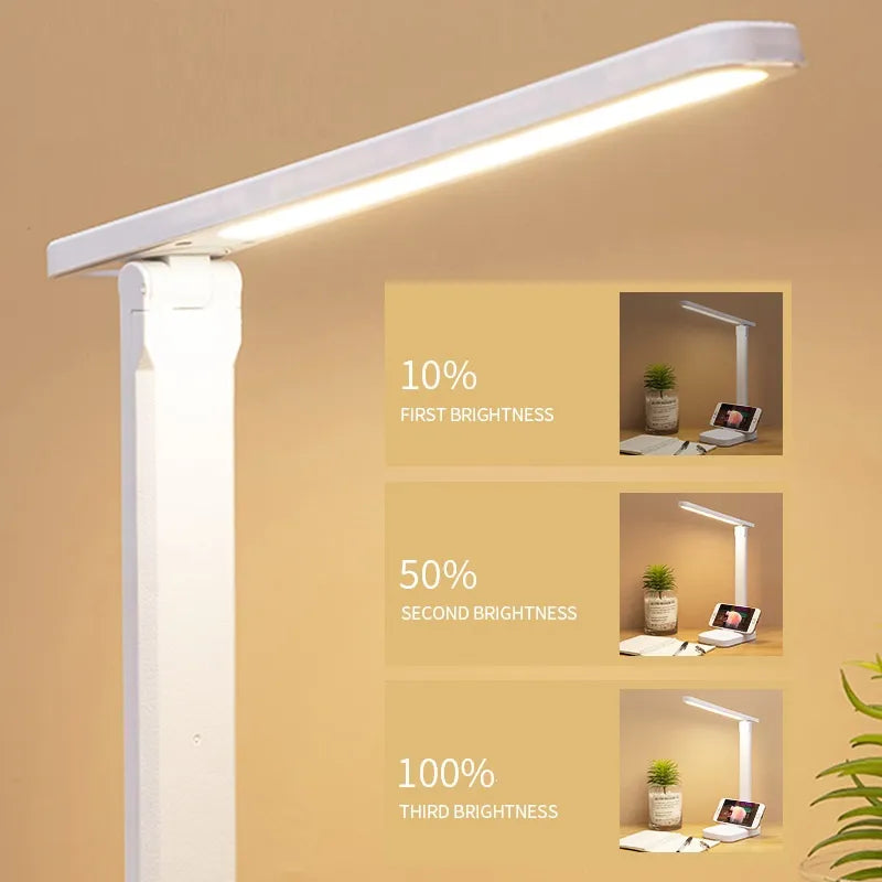 Sandsberg LED Tischlampe | Wiederaufladbar 6000mAh | Stufenlos dimmbar | Faltbare Schreibtischlampe mit Touch