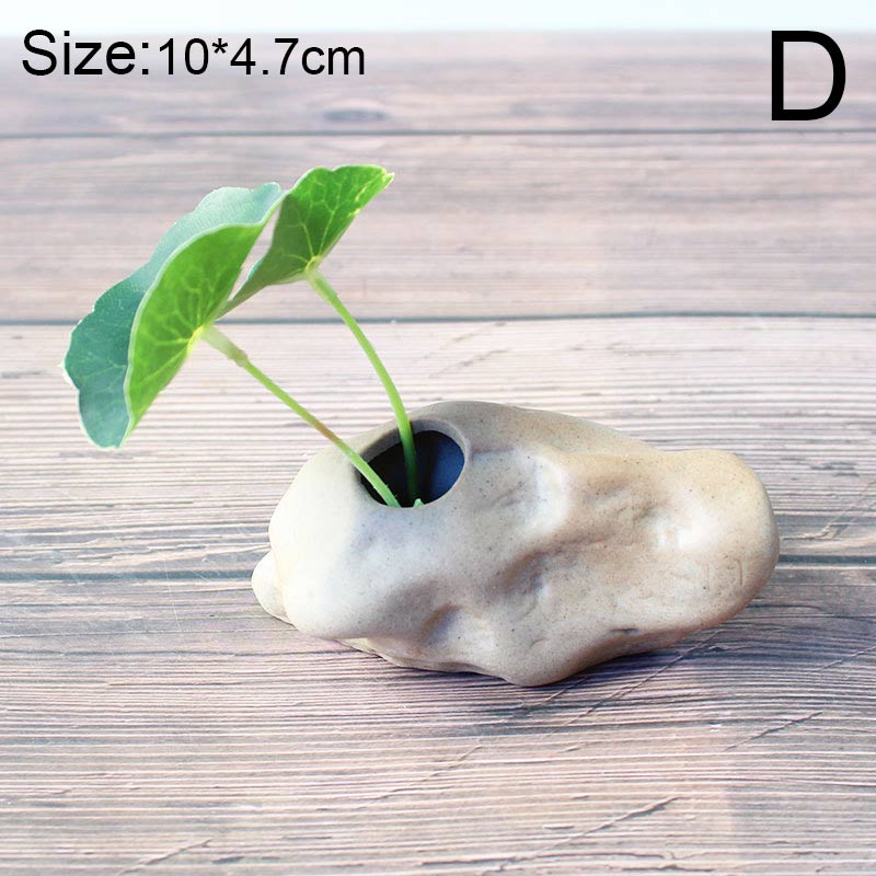 Steinform Kleine Vase Home Desktop Kreative Ornamente Keramik Steinzeug Zen Hydroponische Pflanzentöpfe Kleine frische Blumeneinsätze
