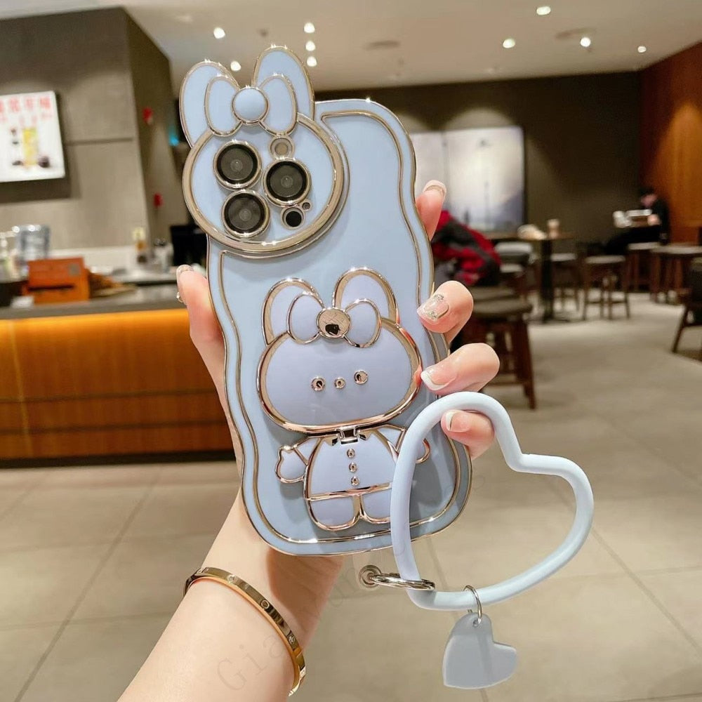 3D Bunny Korean Style Spiegel iPhone Hülle