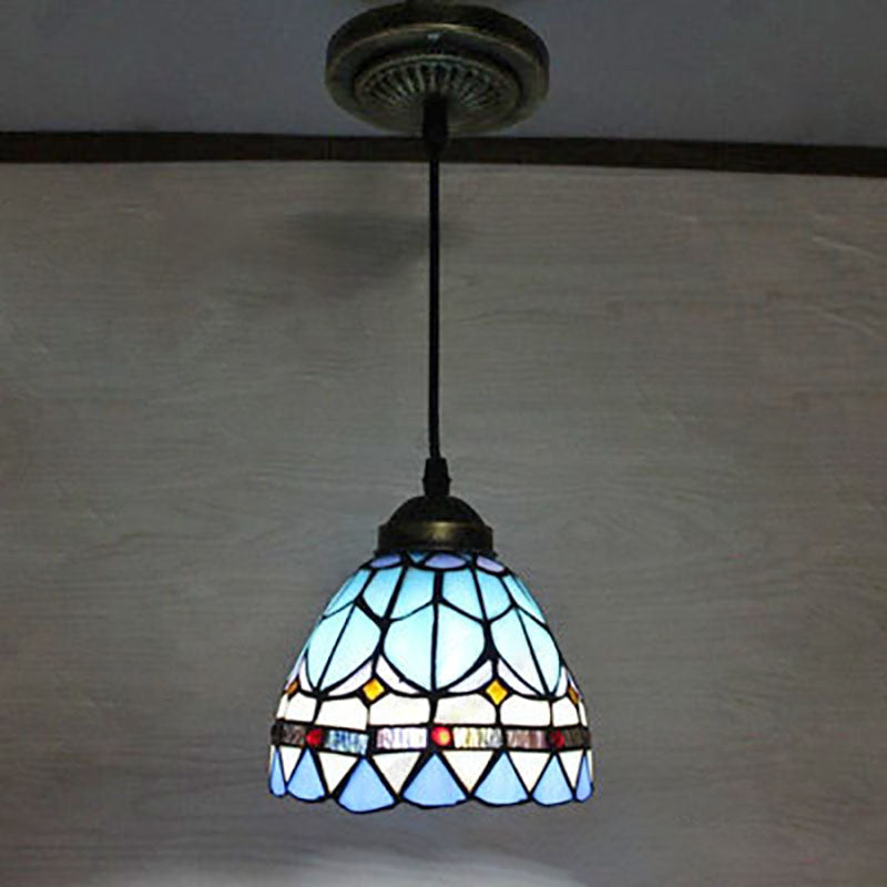 Traditionelle Tiffany-Konische Eisen-Glas-Stahl-Tiffany-Hängeleuchte für das Wohnzimmer