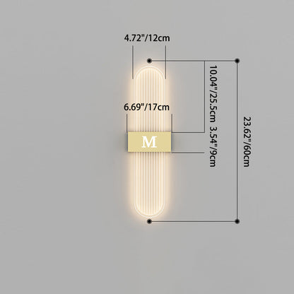 Moderne Luxus Eisen Acrylic Elliptische Streifen Spitz LED Wandleuchte für das Wohnzimmer