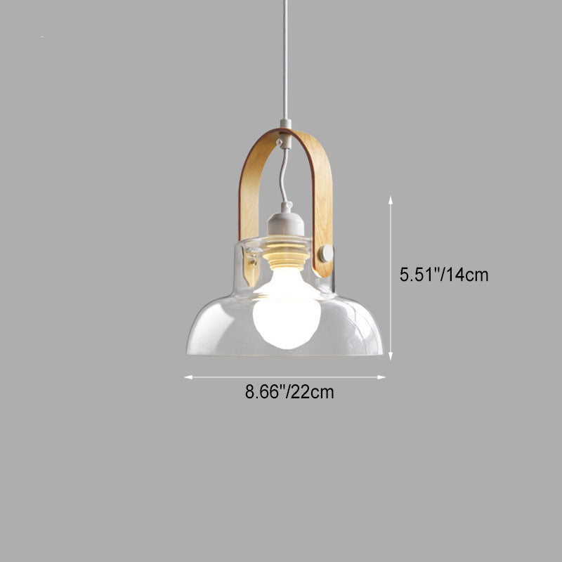 Zeitgenössische skandinavische runde Tasse Schüssel Eisen Glas 1-Licht Pendelleuchte für Wohnzimmer