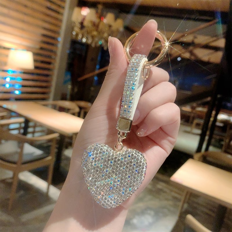 Sleutelhanger met strass-steentjeshart