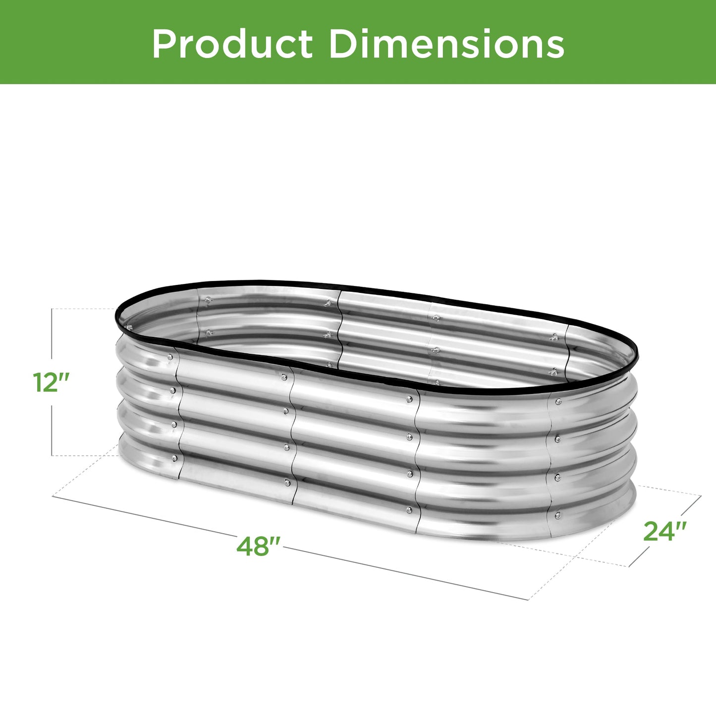 Sandsberg | Outdoor Erhöhtes Metall Oval Gartenbett, Pflanzbox - 4x2x1ft