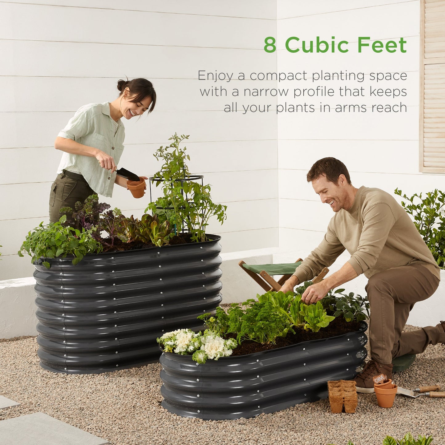 Sandsberg | Outdoor Erhöhtes Metall Oval Gartenbett, Pflanzbox - 4x2x1ft