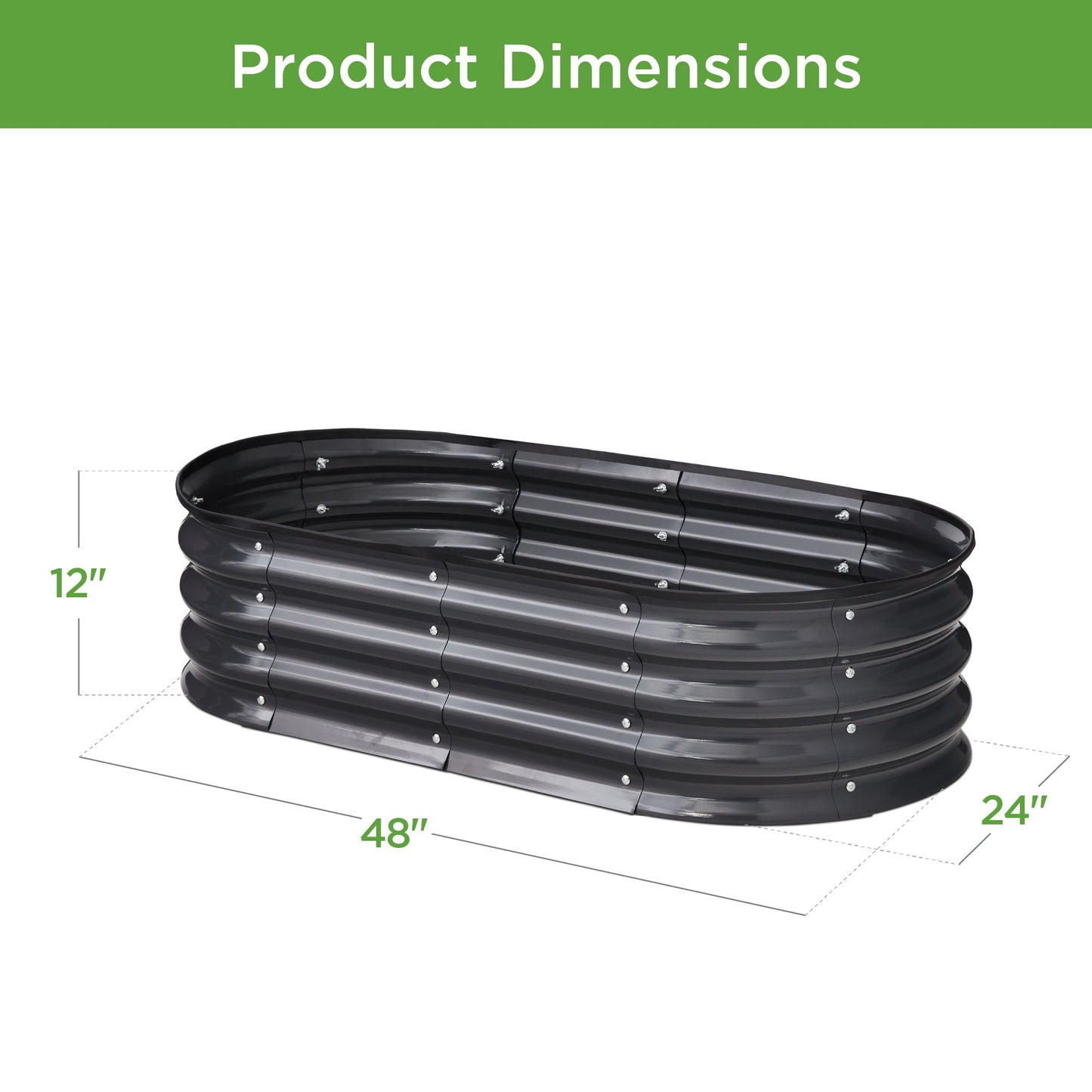Sandsberg | Outdoor Erhöhtes Metall Oval Gartenbett, Pflanzbox - 4x2x1ft
