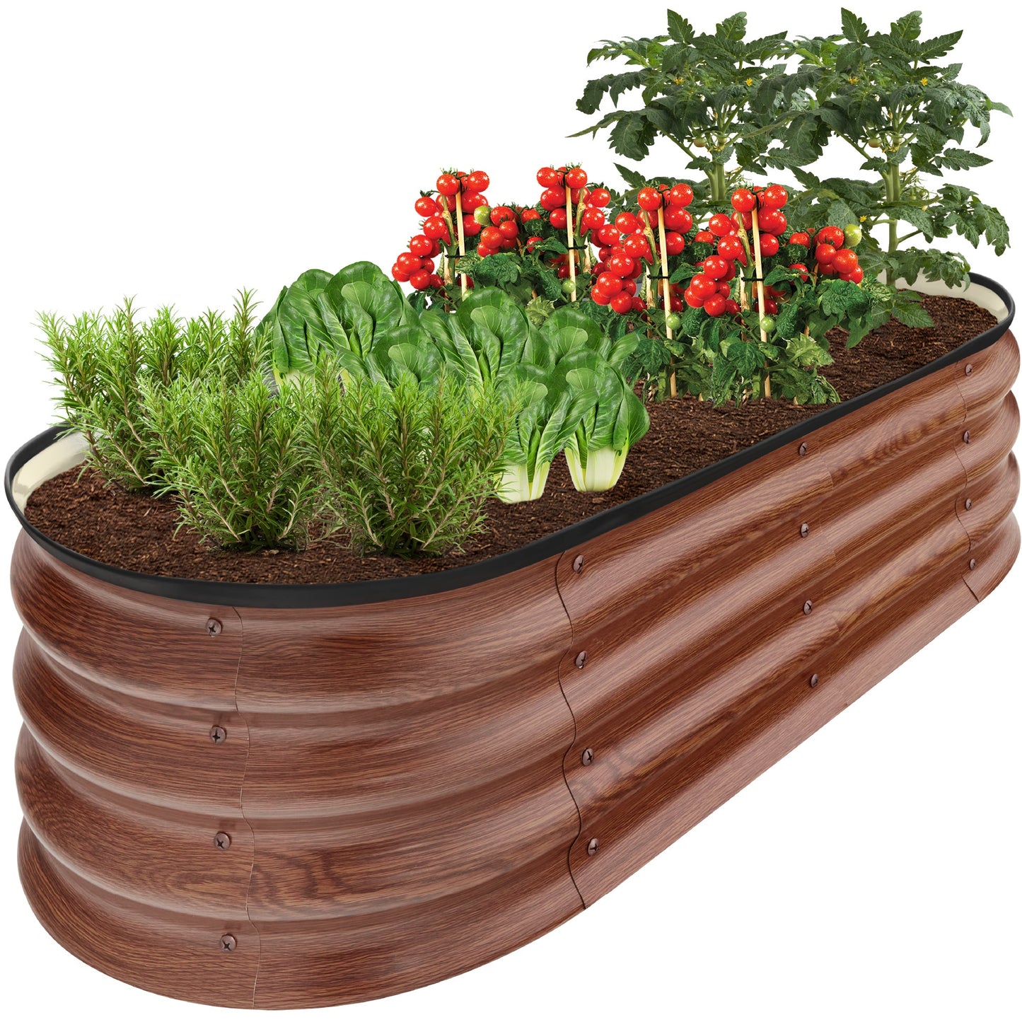Sandsberg | Outdoor Erhöhtes Metall Oval Gartenbett, Pflanzbox - 4x2x1ft