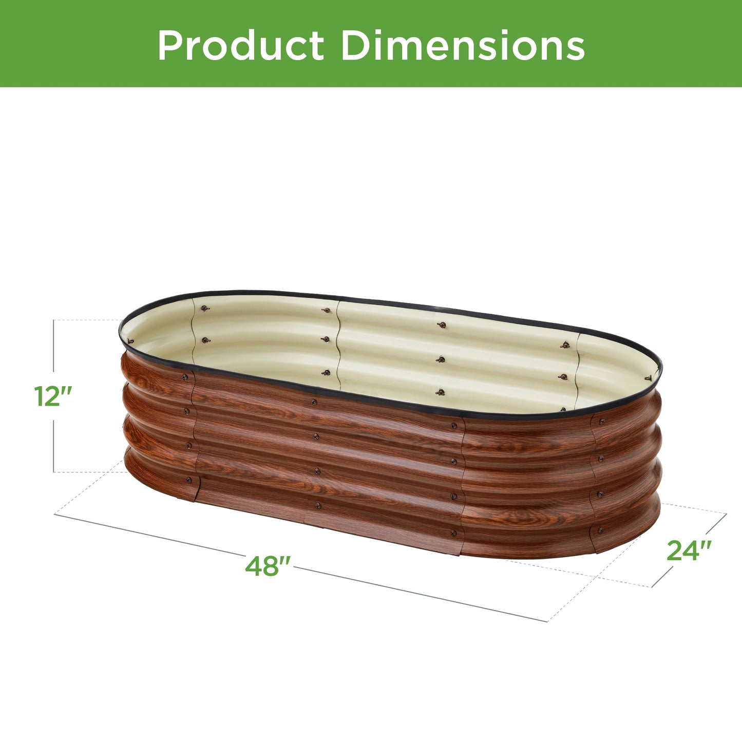 Sandsberg | Outdoor Erhöhtes Metall Oval Gartenbett, Pflanzbox - 4x2x1ft