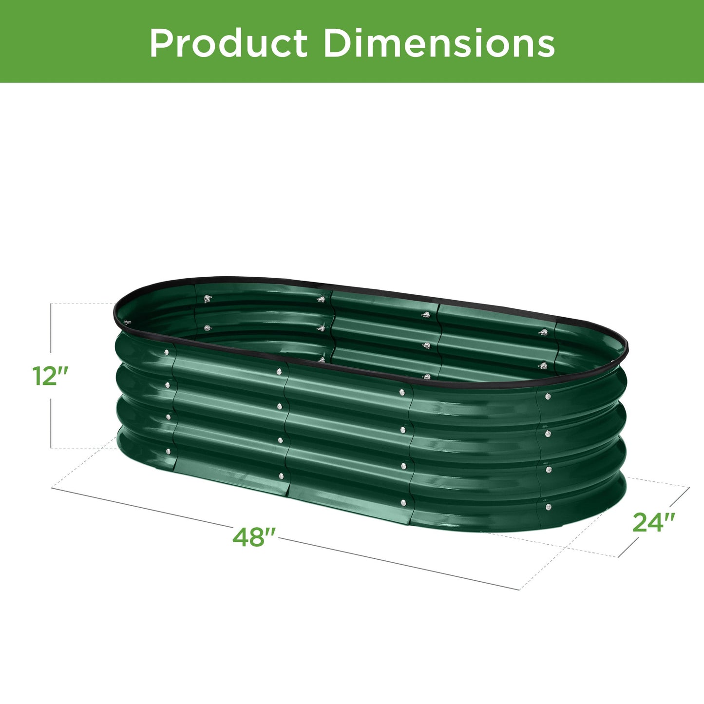 Sandsberg | Outdoor Erhöhtes Metall Oval Gartenbett, Pflanzbox - 4x2x1ft