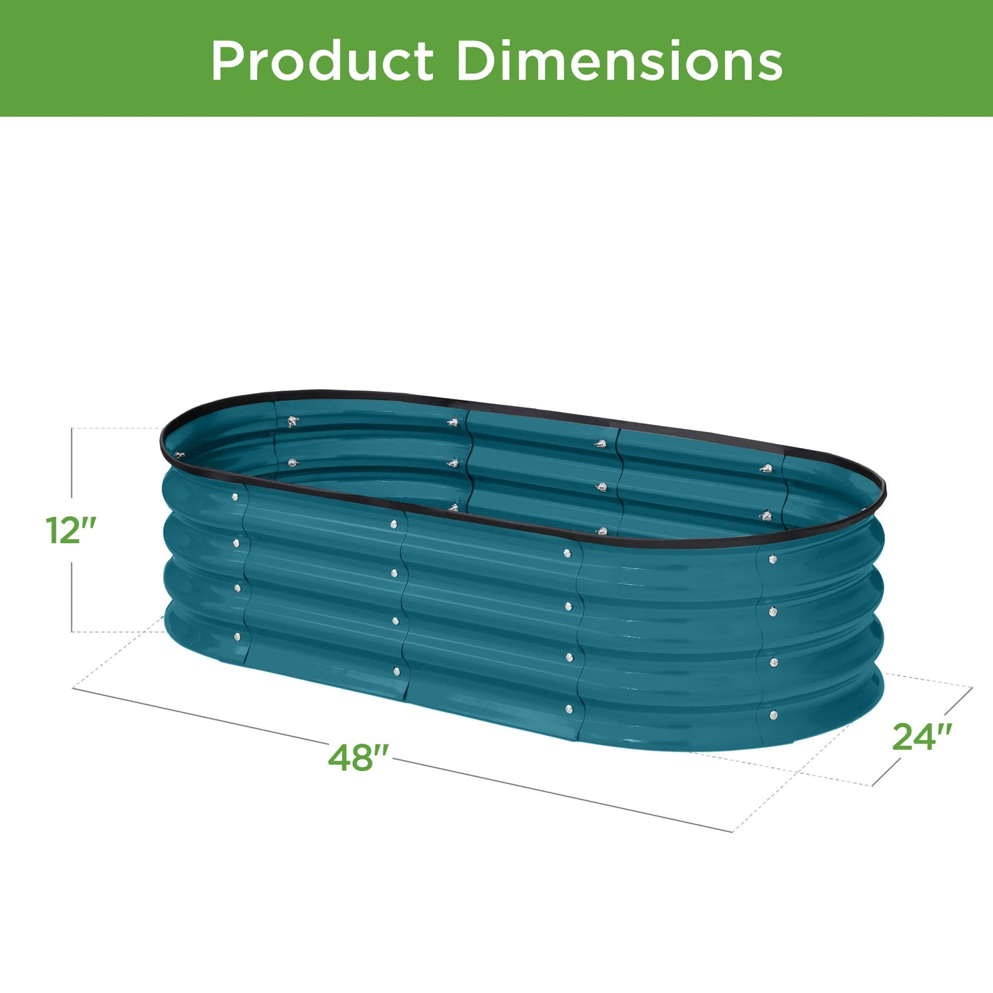 Sandsberg | Outdoor Erhöhtes Metall Oval Gartenbett, Pflanzbox - 4x2x1ft