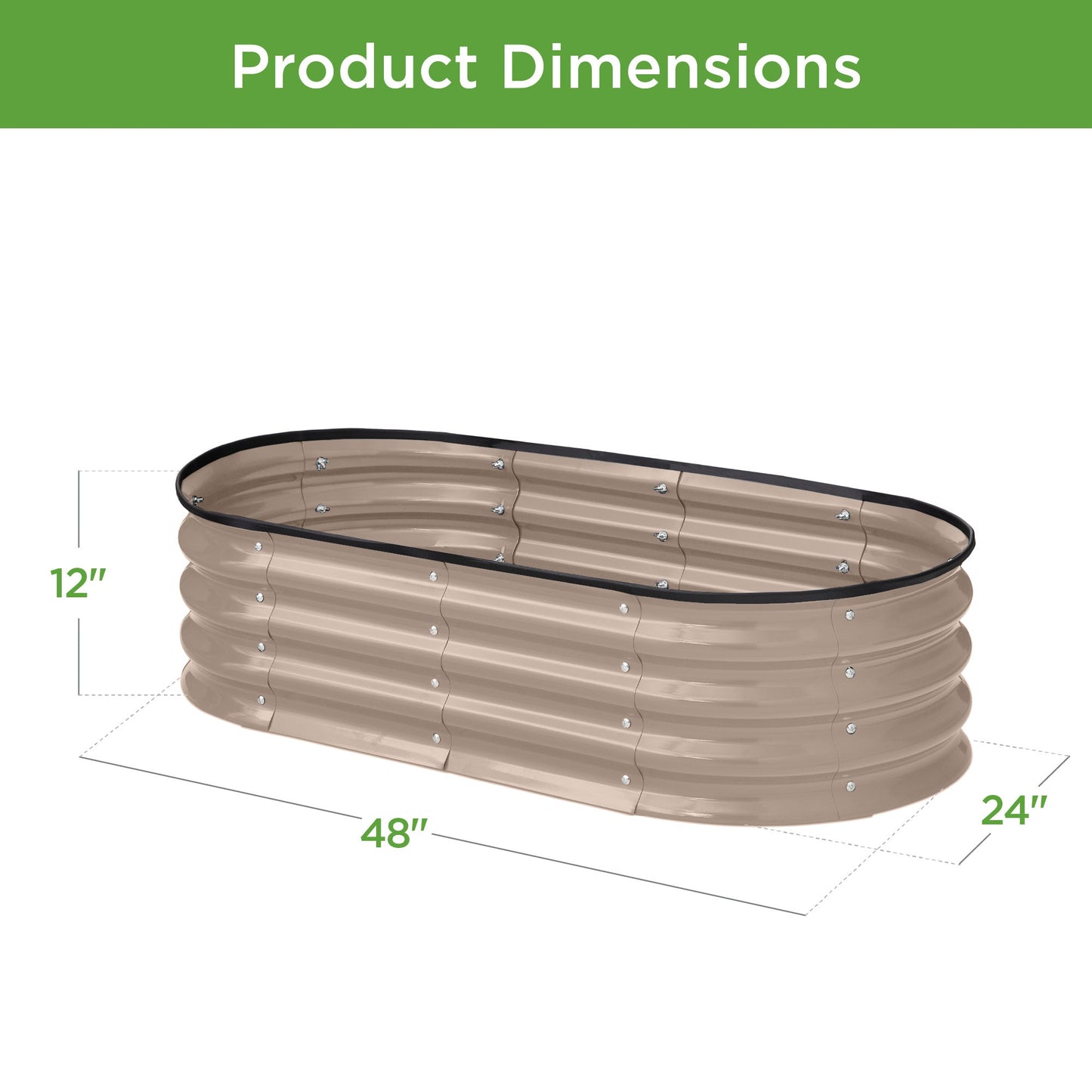 Sandsberg | Outdoor Erhöhtes Metall Oval Gartenbett, Pflanzbox - 4x2x1ft