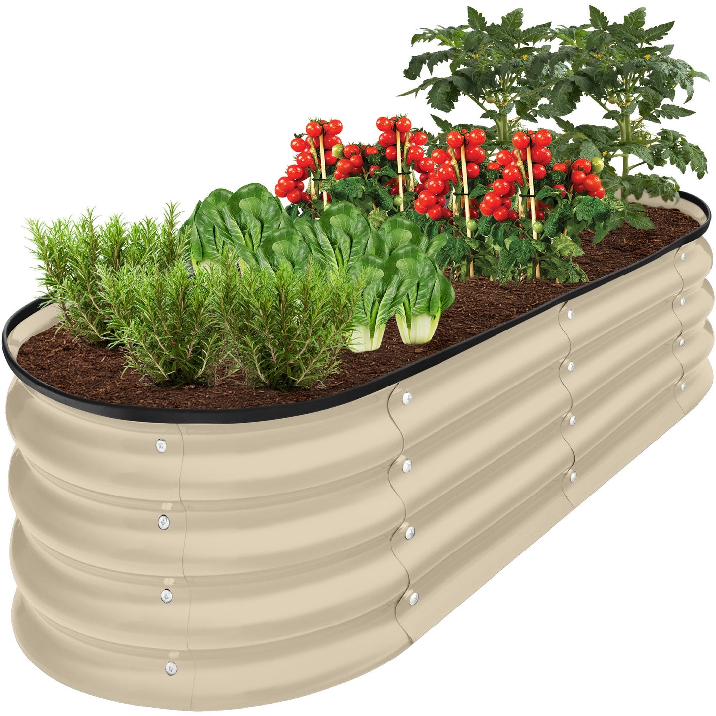 Sandsberg | Outdoor Erhöhtes Metall Oval Gartenbett, Pflanzbox - 4x2x1ft