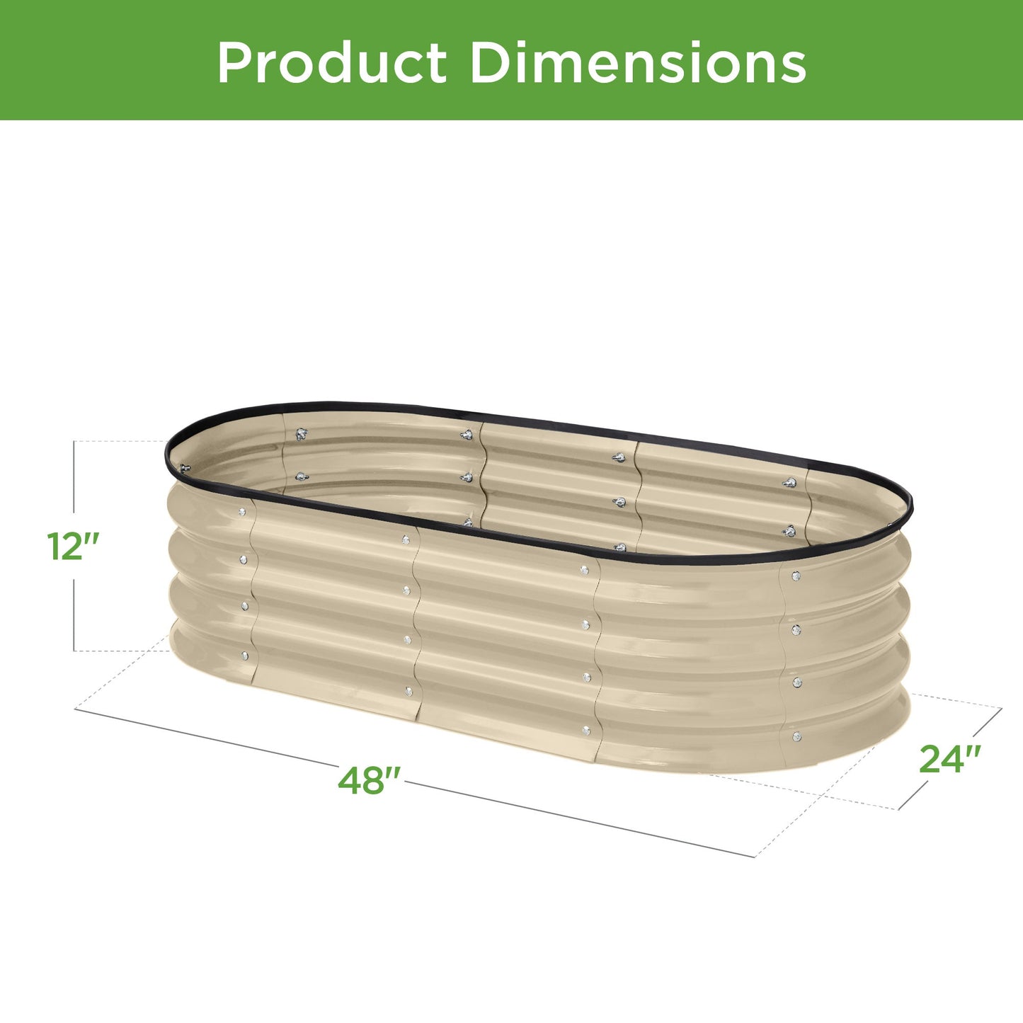 Sandsberg | Outdoor Erhöhtes Metall Oval Gartenbett, Pflanzbox - 4x2x1ft
