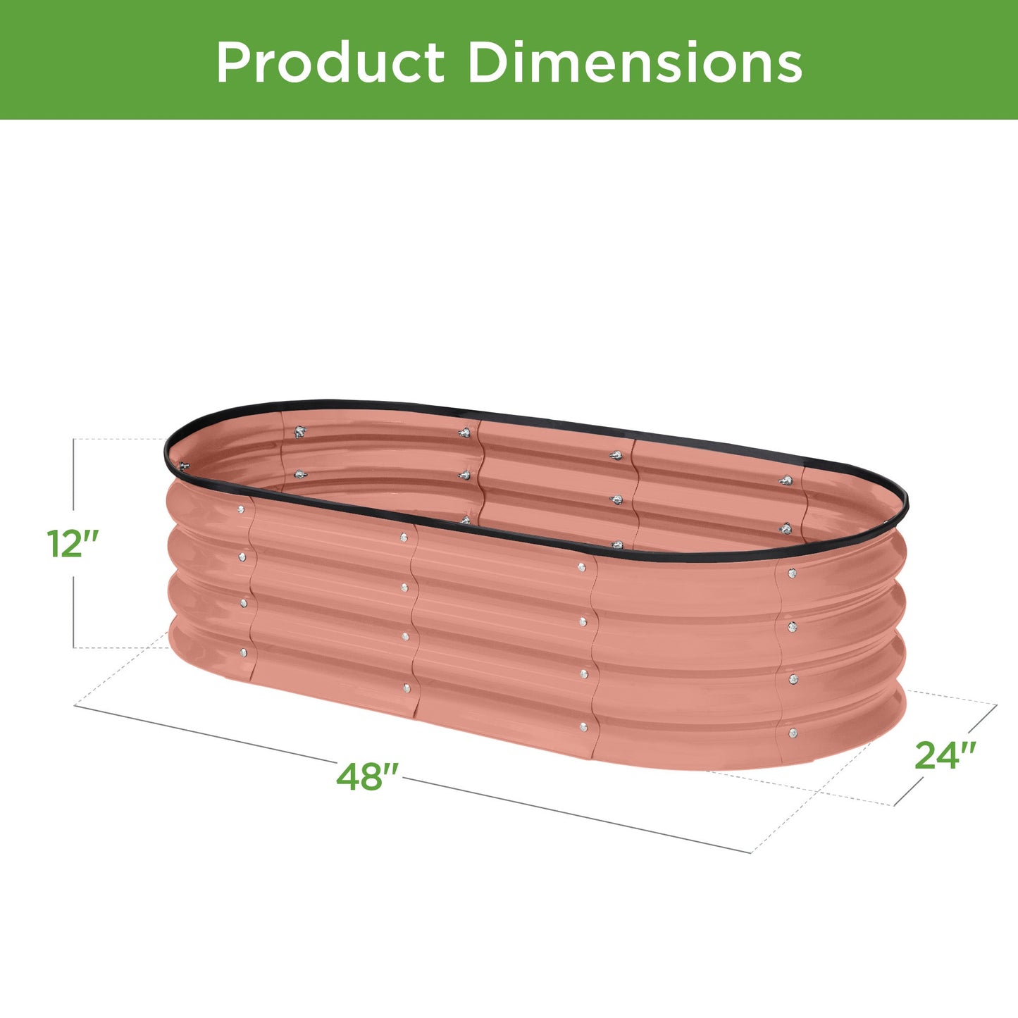 Sandsberg | Outdoor Erhöhtes Metall Oval Gartenbett, Pflanzbox - 4x2x1ft