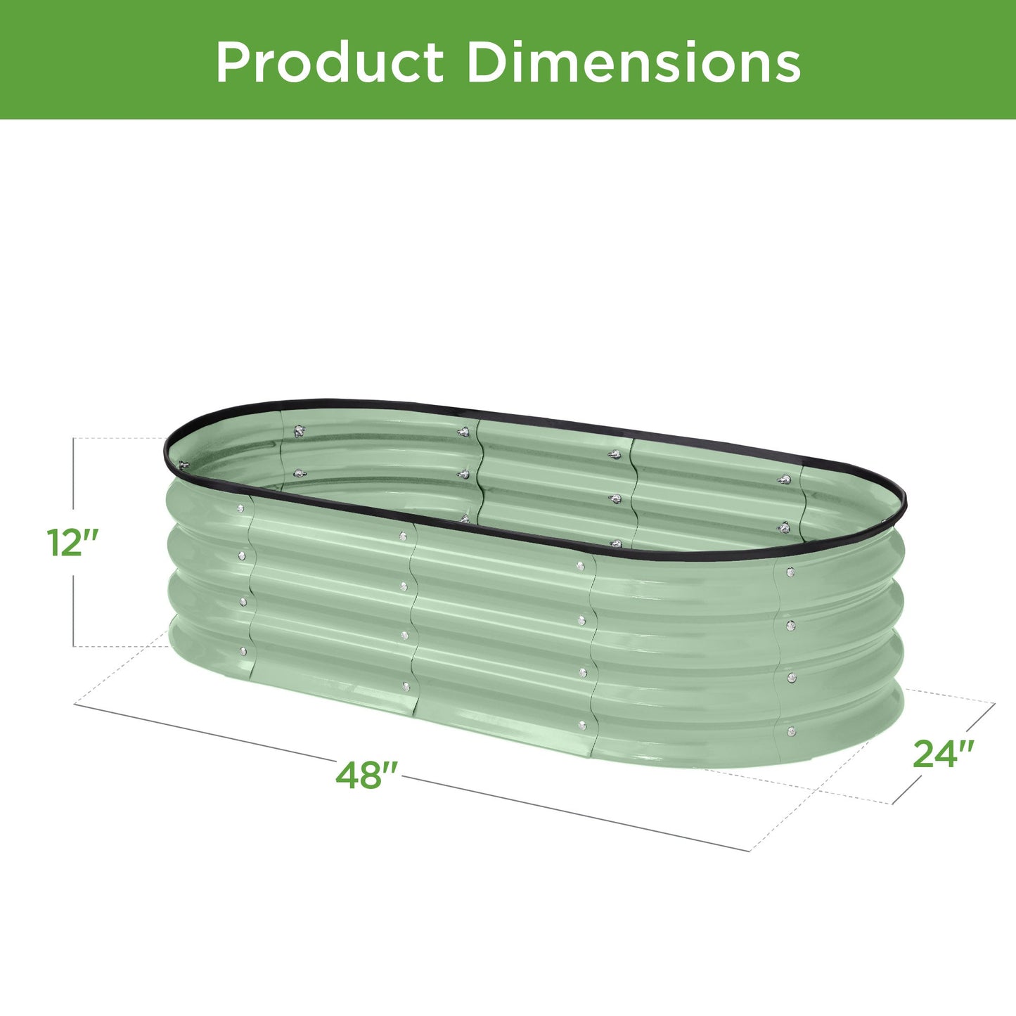 Sandsberg | Outdoor Erhöhtes Metall Oval Gartenbett, Pflanzbox - 4x2x1ft
