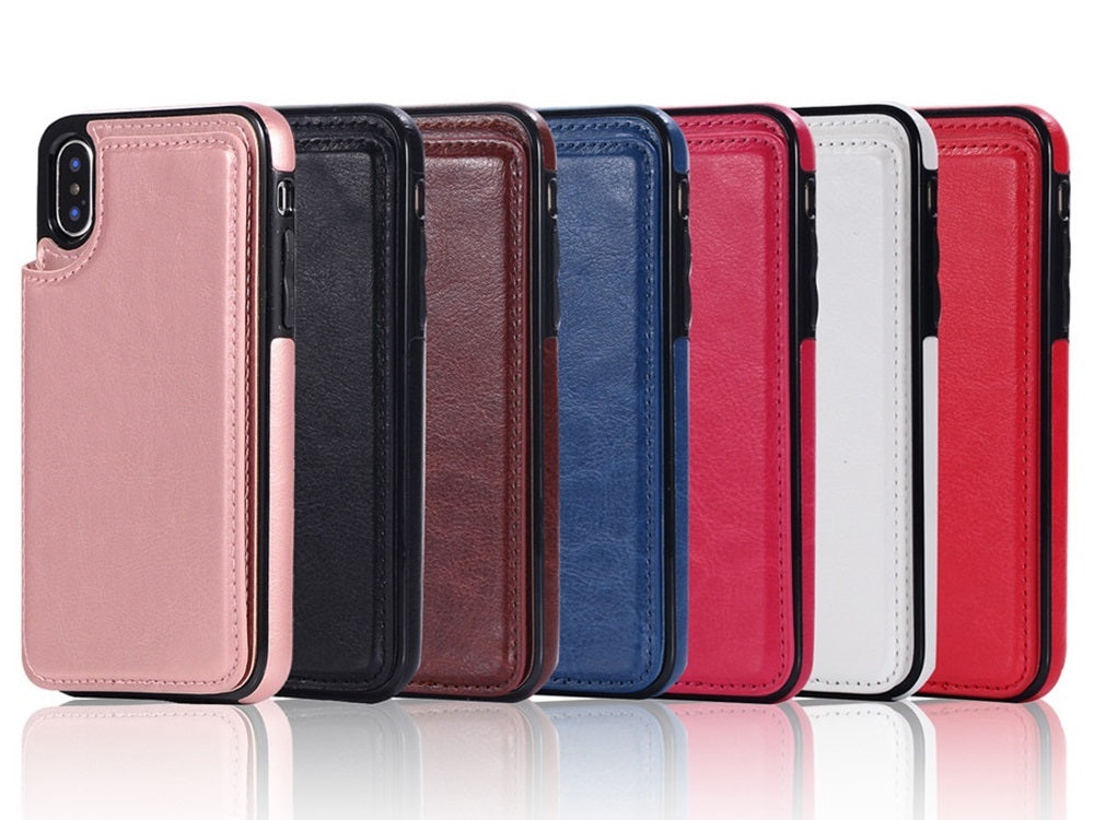 Hochwertige Leder-Brieftaschenhülle für das Apple iPhone | Flip-Cover-Kartenhalter mit Geldbörsen- und Portmoneefunktion