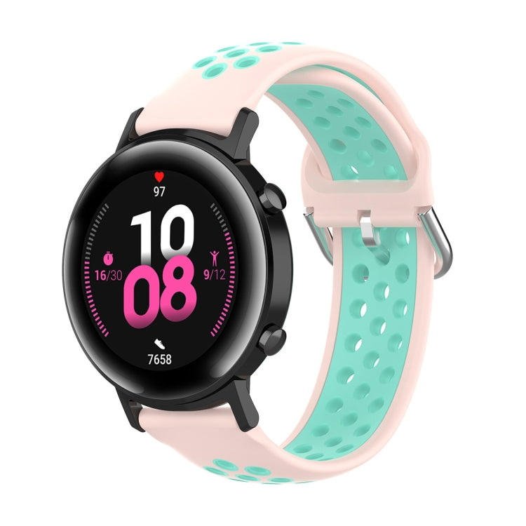 Sandsberg | 22mm Für Huawei Watch GT2e/GT/GT2 46MM Mode Innenschnalle Silikon Uhrenarmband (Hellrosa Türkis)