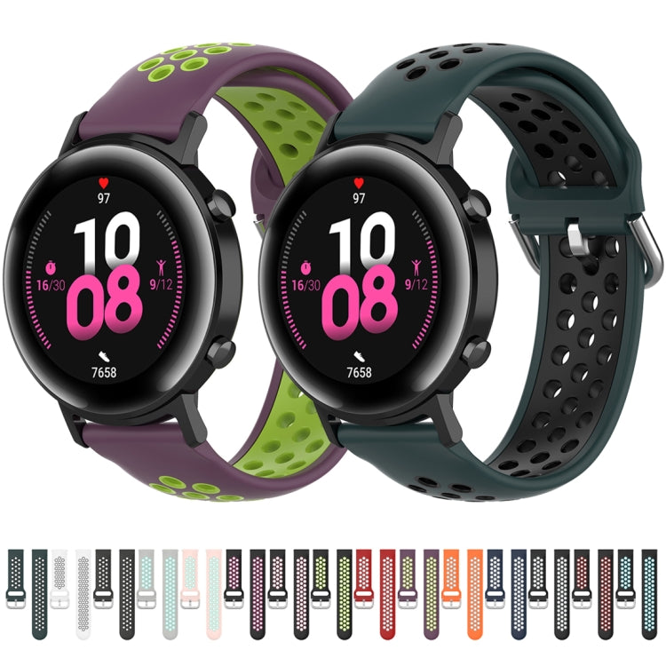 Sandsberg | 22mm Für Huawei Watch GT2e/GT/GT2 46MM Mode Innenschnalle Silikon Uhrenarmband (Hellrosa Türkis)