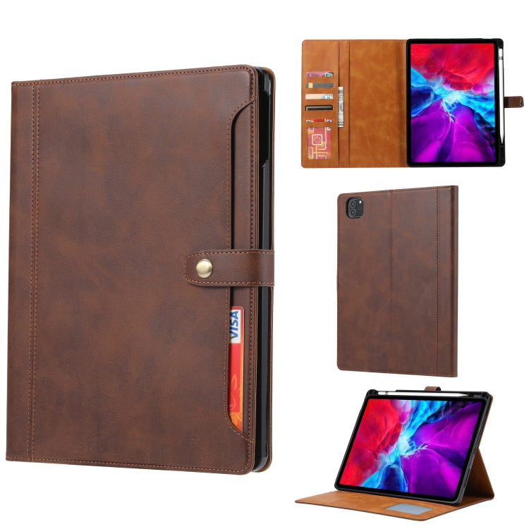 Sandsberg | Für iPad Air 11 2024 / Air 2022/2020 10,9 Kalbsledertextur Doppelfaltverschluss Leder Tablet Hülle (Kaffee)